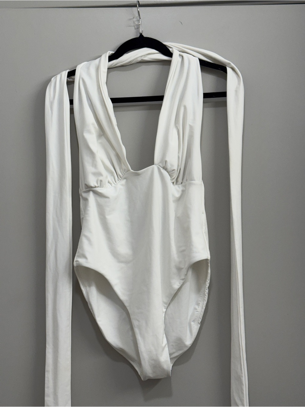 Express White Halter Body Contour One-Piece Swimsuit Beach Like New